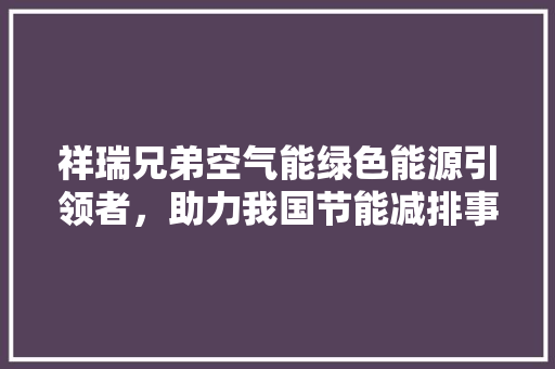 祥瑞兄弟空气能绿色能源引领者，助力我国节能减排事业 旧房改造