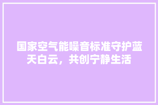 国家空气能噪音标准守护蓝天白云，共创宁静生活 家居维修
