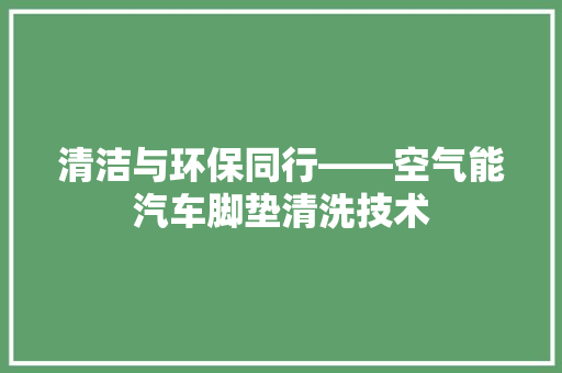 清洁与环保同行——空气能汽车脚垫清洗技术 翻新改色