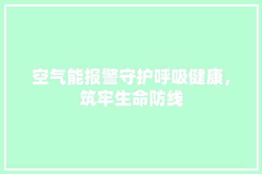 空气能报警守护呼吸健康，筑牢生命防线 洁具维修