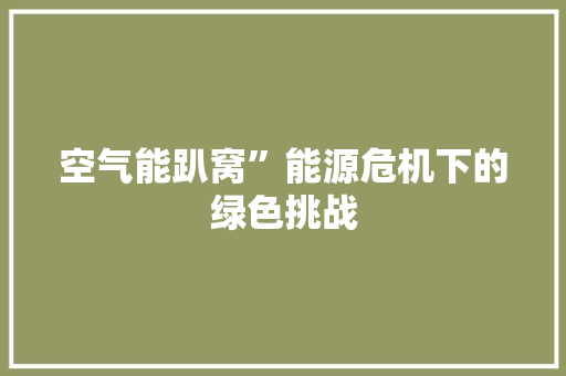 空气能趴窝”能源危机下的绿色挑战 家具修理