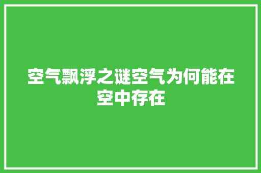 空气飘浮之谜空气为何能在空中存在 家电维护