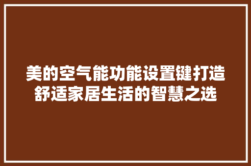 美的空气能功能设置键打造舒适家居生活的智慧之选 洗衣机