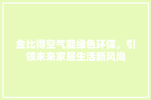金比得空气能绿色环保，引领未来家居生活新风尚 洁具维修