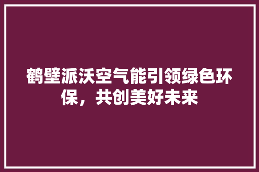 鹤壁派沃空气能引领绿色环保，共创美好未来 冰箱
