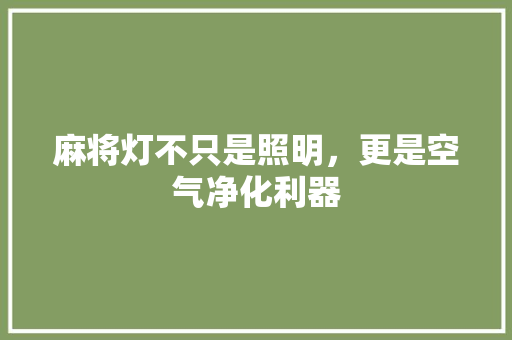 麻将灯不只是照明，更是空气净化利器 灯具安装