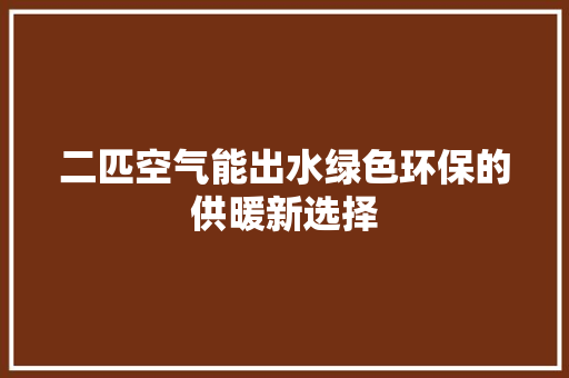 二匹空气能出水绿色环保的供暖新选择 热水器