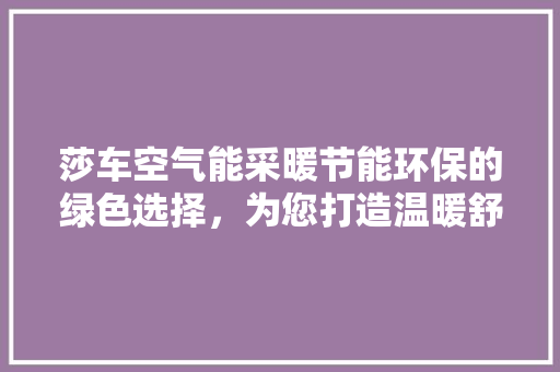 莎车空气能采暖节能环保的绿色选择，为您打造温暖舒适的家 热水器