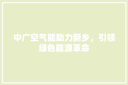 中广空气能助力新乡，引领绿色能源革命 洁具维修