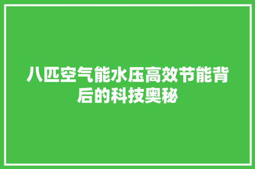 八匹空气能水压高效节能背后的科技奥秘 旧房改造
