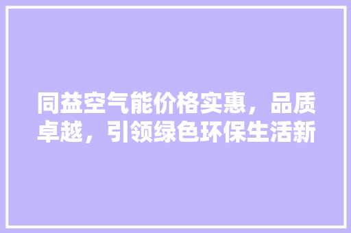 同益空气能价格实惠，品质卓越，引领绿色环保生活新潮流 灯具安装