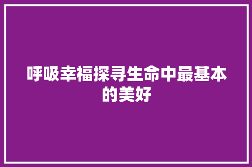呼吸幸福探寻生命中最基本的美好 装修设计