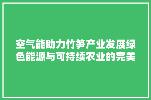 空气能助力竹笋产业发展绿色能源与可持续农业的完美融合 翻新改色