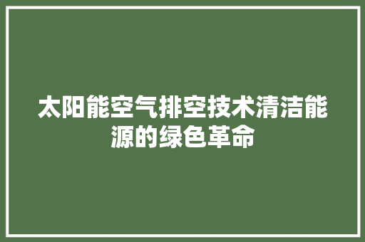 太阳能空气排空技术清洁能源的绿色革命 贴膜