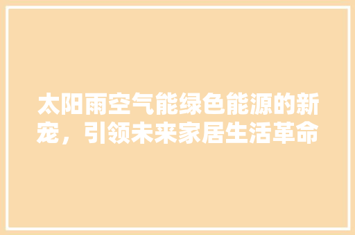 太阳雨空气能绿色能源的新宠，引领未来家居生活革命 局部翻新