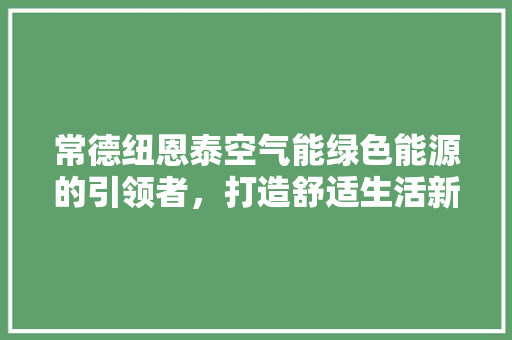 常德纽恩泰空气能绿色能源的引领者，打造舒适生活新篇章 局部翻新