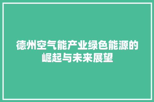 德州空气能产业绿色能源的崛起与未来展望 冰箱