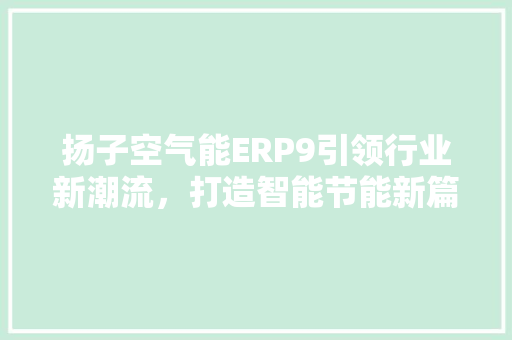 扬子空气能ERP9引领行业新潮流，打造智能节能新篇章 灯具安装