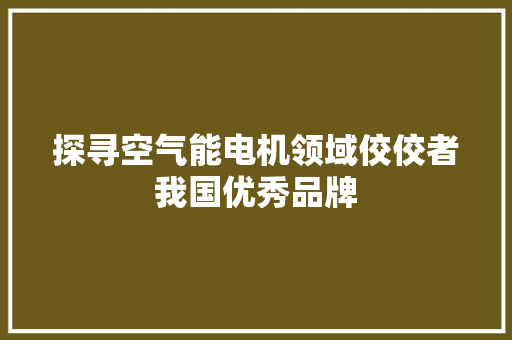 探寻空气能电机领域佼佼者我国优秀品牌 旧房改造 探寻空气能电机领域佼佼者我国优秀品牌 旧房改造