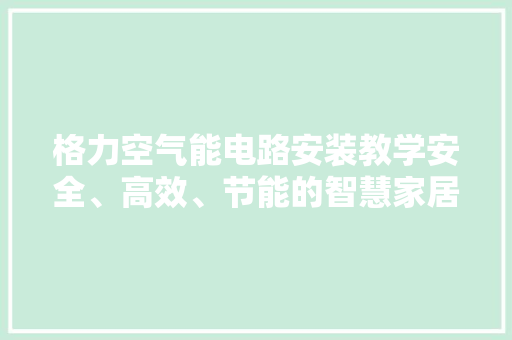 格力空气能电路安装教学安全、高效、节能的智慧家居新选择 清洁保养