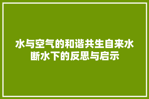 水与空气的和谐共生自来水断水下的反思与启示 贴膜