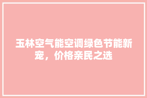 玉林空气能空调绿色节能新宠，价格亲民之选 洁具维修