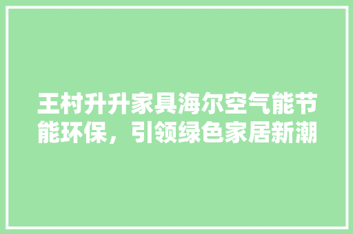 王村升升家具海尔空气能节能环保，引领绿色家居新潮流 水电维修