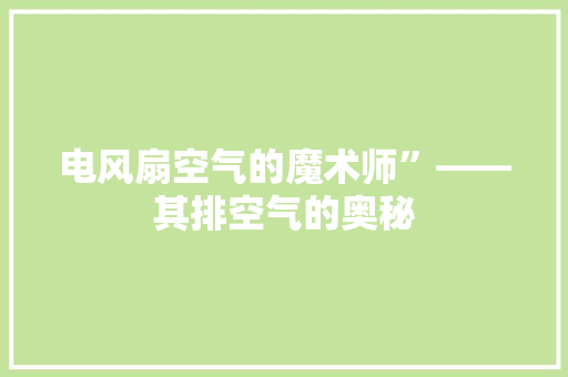 电风扇空气的魔术师”——其排空气的奥秘 贴膜