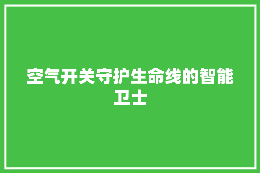 空气开关守护生命线的智能卫士 洁具维修