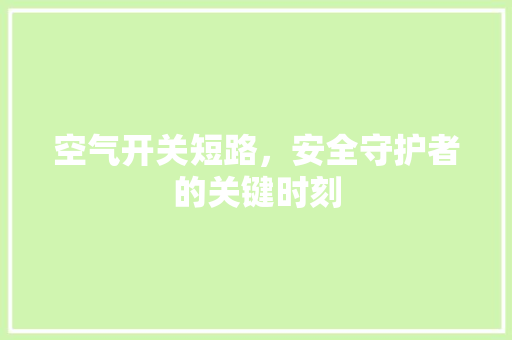 空气开关短路，安全守护者的关键时刻 翻新改色