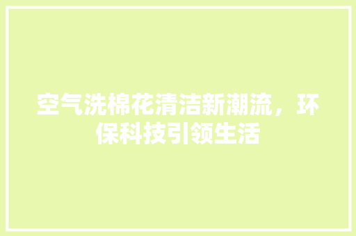 空气洗棉花清洁新潮流，环保科技引领生活 冰箱