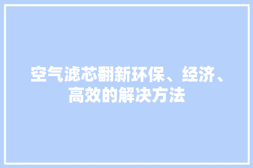 空气滤芯翻新环保、经济、高效的解决方法 家电维护