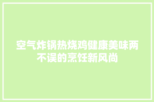 空气炸锅热烧鸡健康美味两不误的烹饪新风尚 热水器