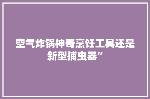 空气炸锅神奇烹饪工具还是新型捕虫器” 空调