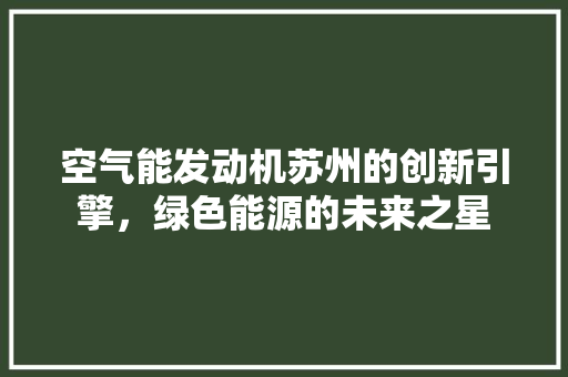 空气能发动机苏州的创新引擎，绿色能源的未来之星 装修设计