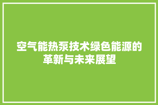 空气能热泵技术绿色能源的革新与未来展望 洗衣机