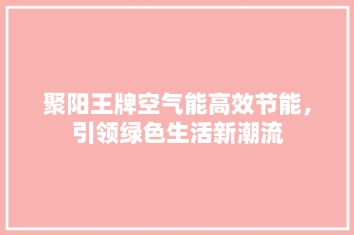 聚阳王牌空气能高效节能，引领绿色生活新潮流 翻新改色