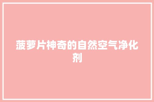 菠萝片神奇的自然空气净化剂 热水器