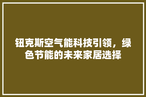 钮克斯空气能科技引领，绿色节能的未来家居选择 局部翻新