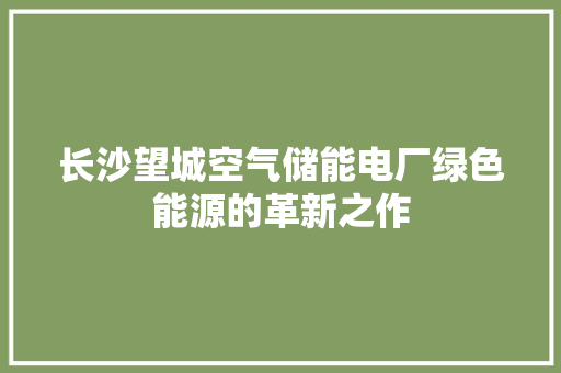 长沙望城空气储能电厂绿色能源的革新之作 家居维修