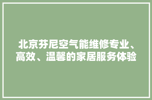 北京芬尼空气能维修专业、高效、温馨的家居服务体验 家居维修