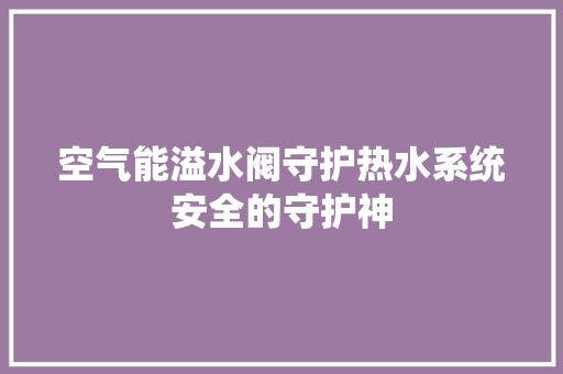 空气能溢水阀守护热水系统安全的守护神 贴膜