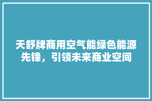 天舒牌商用空气能绿色能源先锋，引领未来商业空间 翻新改色