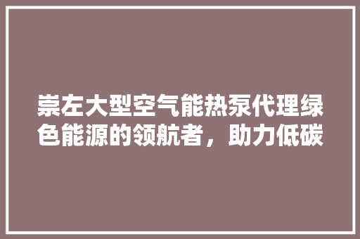 崇左大型空气能热泵代理绿色能源的领航者，助力低碳生活新篇章 龙头管件