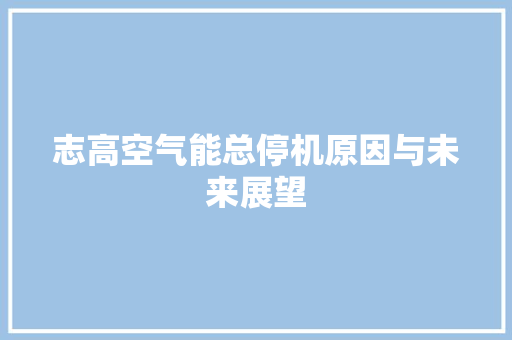 志高空气能总停机原因与未来展望 水电维修
