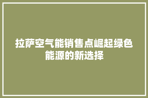 拉萨空气能销售点崛起绿色能源的新选择 龙头管件