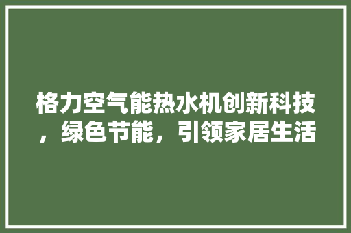 格力空气能热水机创新科技，绿色节能，引领家居生活新风尚 洁具维修