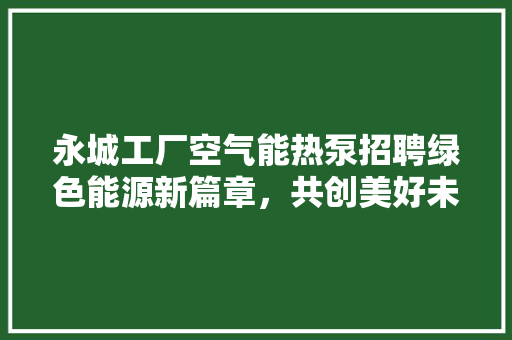 永城工厂空气能热泵招聘绿色能源新篇章，共创美好未来 家具修理