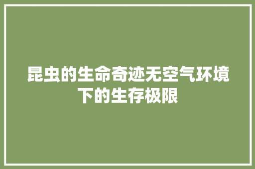 昆虫的生命奇迹无空气环境下的生存极限 翻新改色