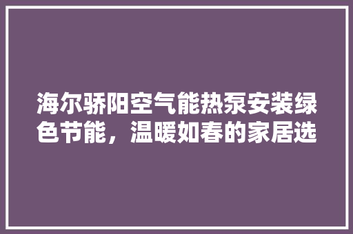 海尔骄阳空气能热泵安装绿色节能，温暖如春的家居选择 灯具安装